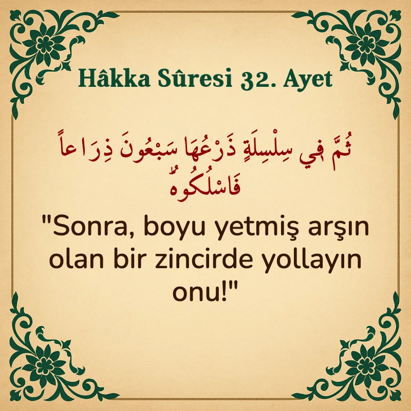 Hakka Suresi 32. Ayet Arapça ve Türkçe meali