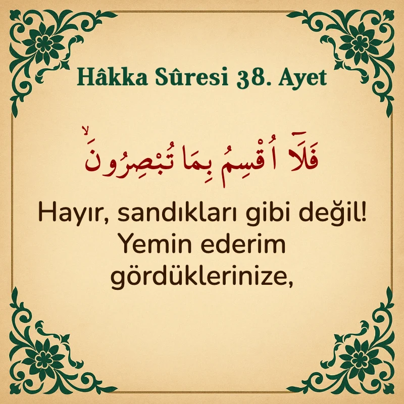 Hakka Suresi 38. Ayet Arapça ve Türkçe meali