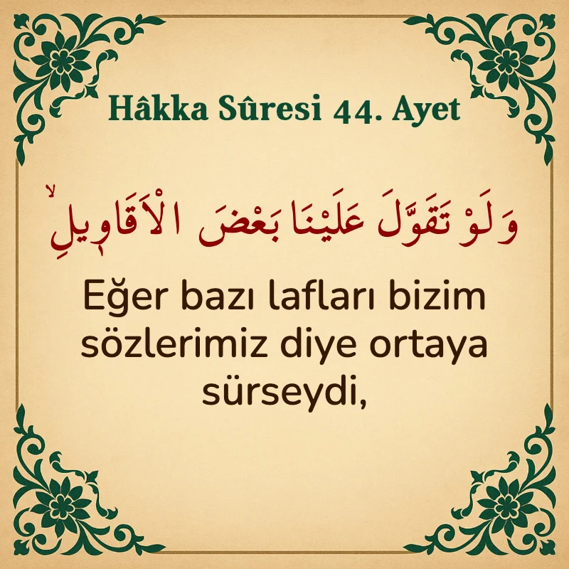 Hakka Suresi 44. Ayet Arapça ve Türkçe meali