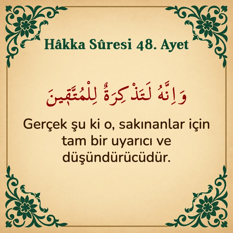 Hakka Suresi 48. Ayet Arapça ve Türkçe meali