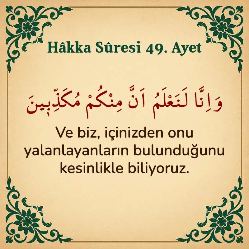 Hakka Suresi 49. Ayet Arapça ve Türkçe meali