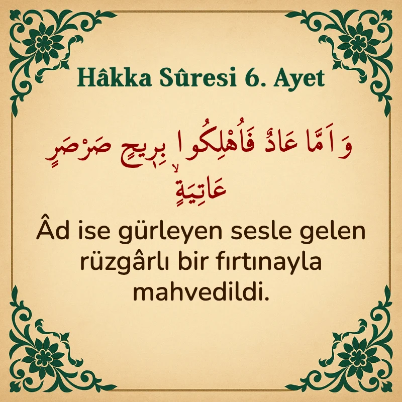 Hakka Suresi 6. Ayet Arapça ve Türkçe meali