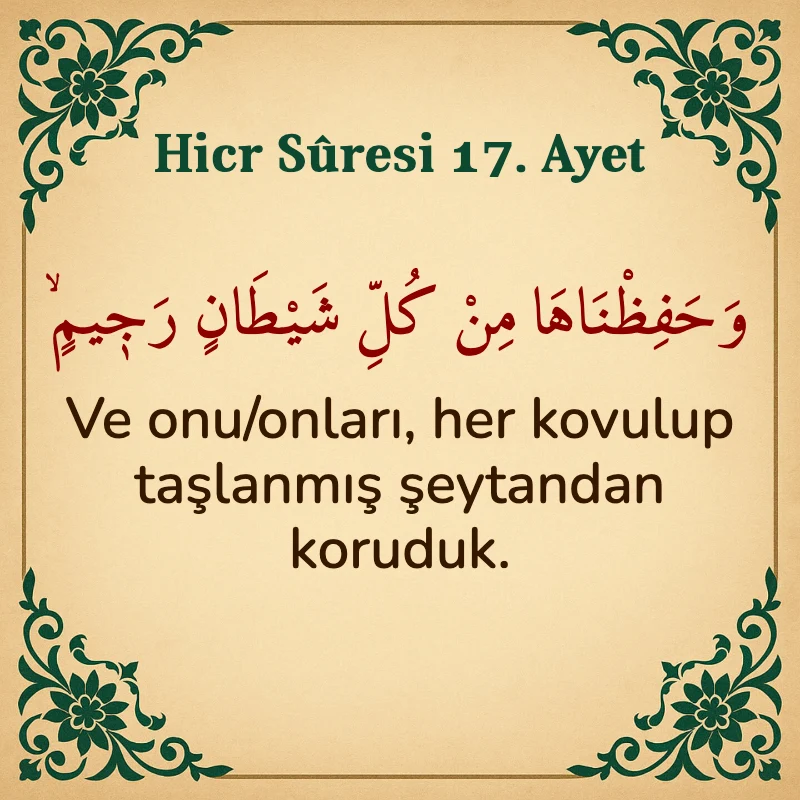 Hicr Suresi 17. Ayet Arapça ve Türkçe meali