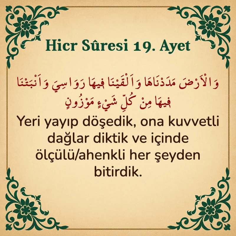 Hicr Suresi 19. Ayet Arapça ve Türkçe meali