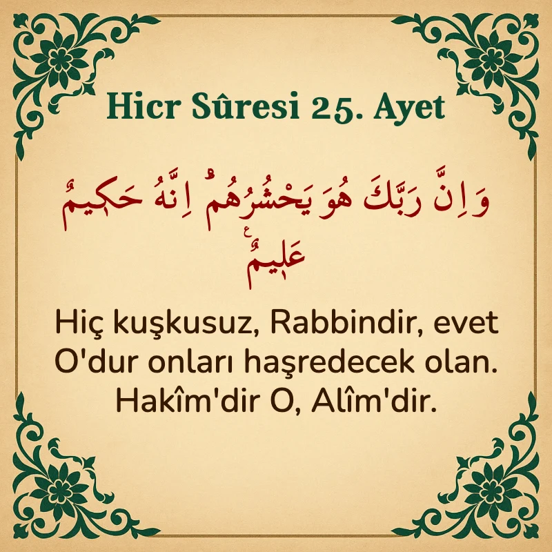 Hicr Suresi 25. Ayet Arapça ve Türkçe meali