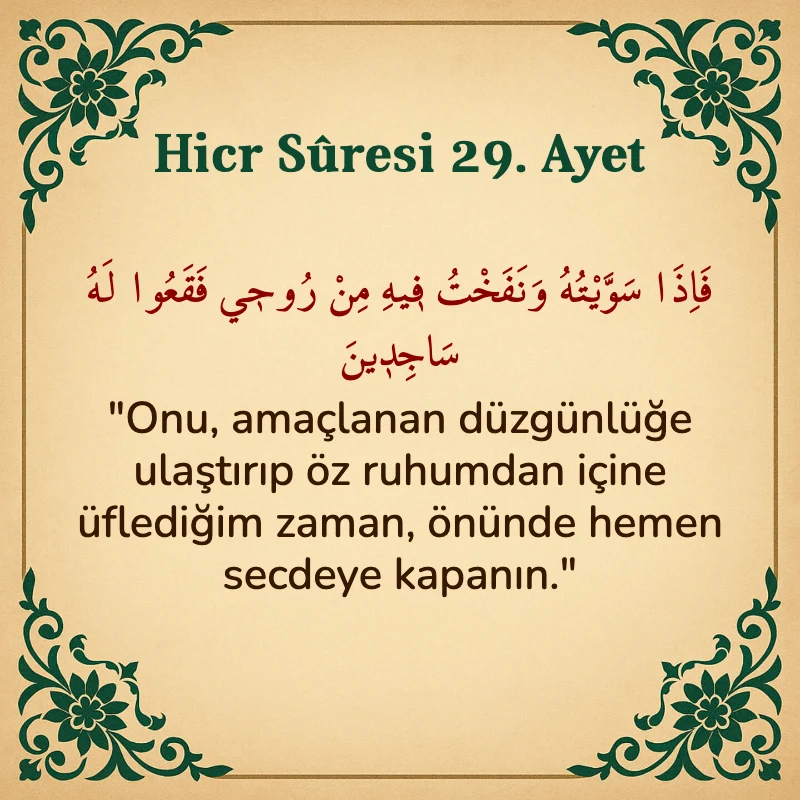 Hicr Suresi 29. Ayet Arapça ve Türkçe meali