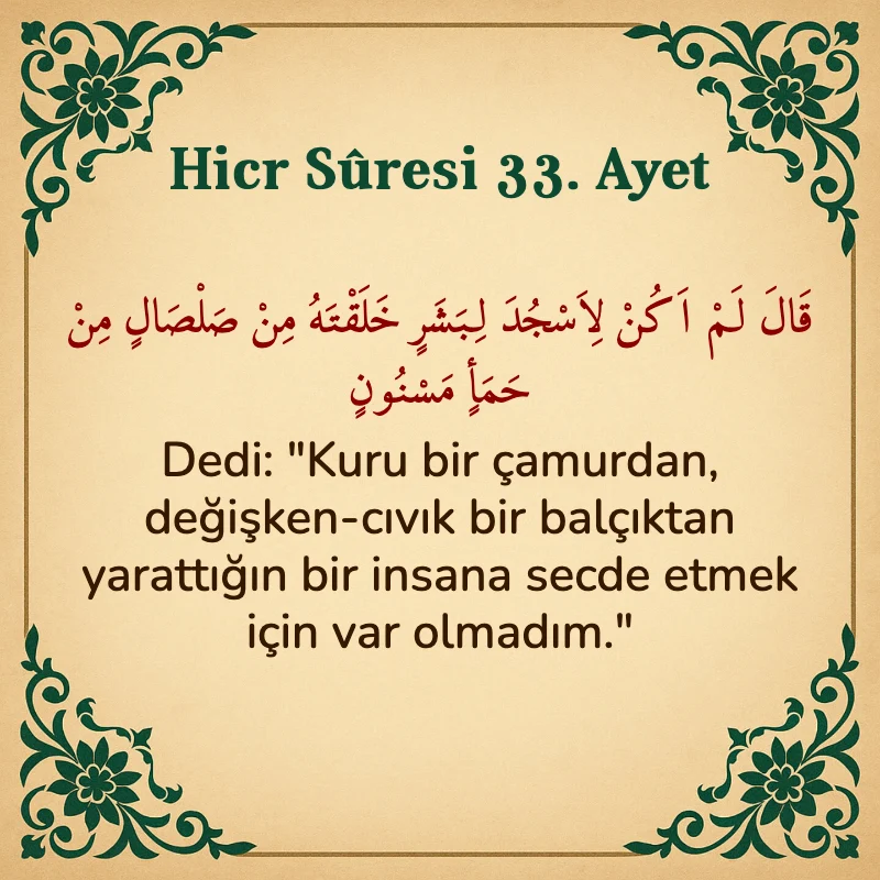 Hicr Suresi 33. Ayet Arapça ve Türkçe meali