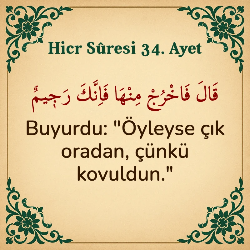 Hicr Suresi 34. Ayet Arapça ve Türkçe meali