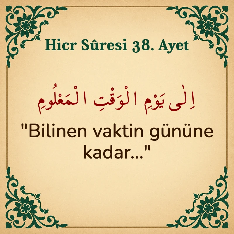 Hicr Suresi 38. Ayet Arapça ve Türkçe meali