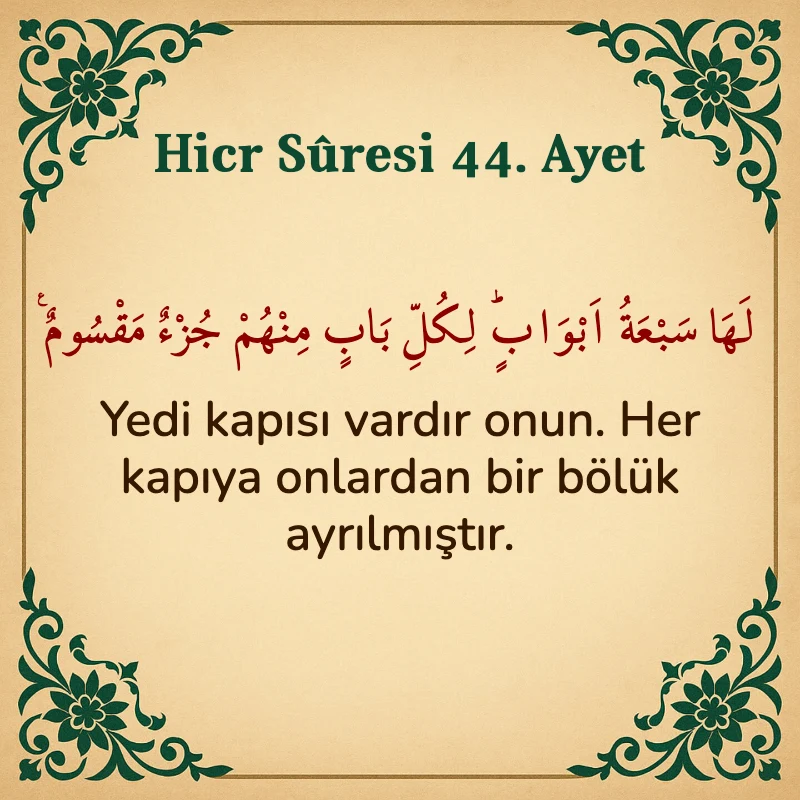 Hicr Suresi 44. Ayet Arapça ve Türkçe meali