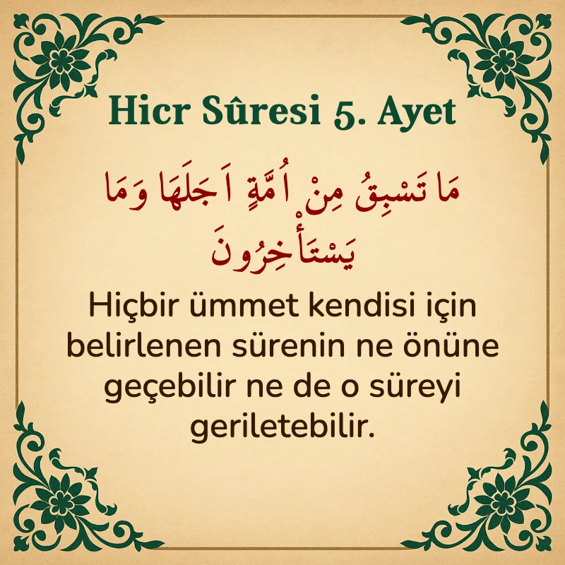 Hicr Suresi 5. Ayet Arapça ve Türkçe meali