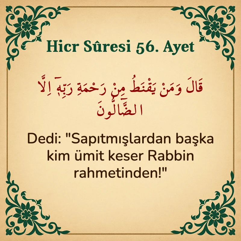 Hicr Suresi 56. Ayet Arapça ve Türkçe meali
