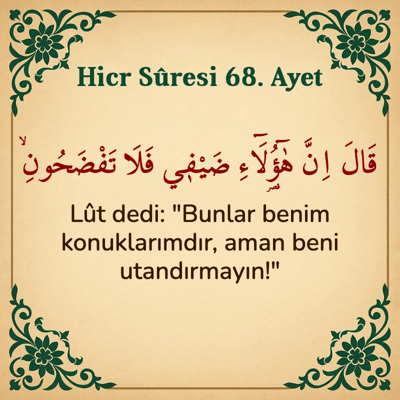 Hicr Suresi 68. Ayet Arapça ve Türkçe meali