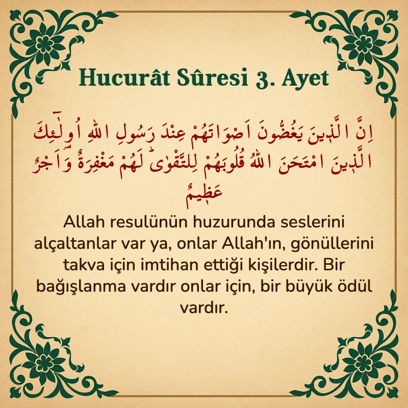 Hucurat Suresi 3. Ayet Arapça ve Türkçe meali