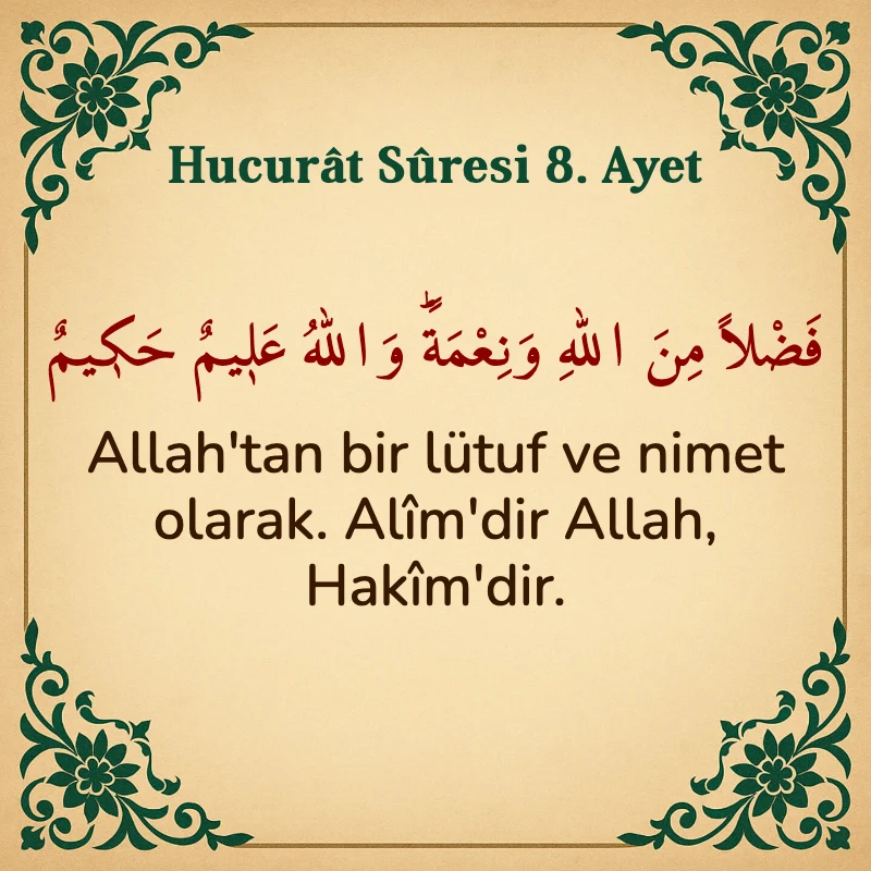 Hucurat Suresi 8. Ayet Arapça ve Türkçe meali