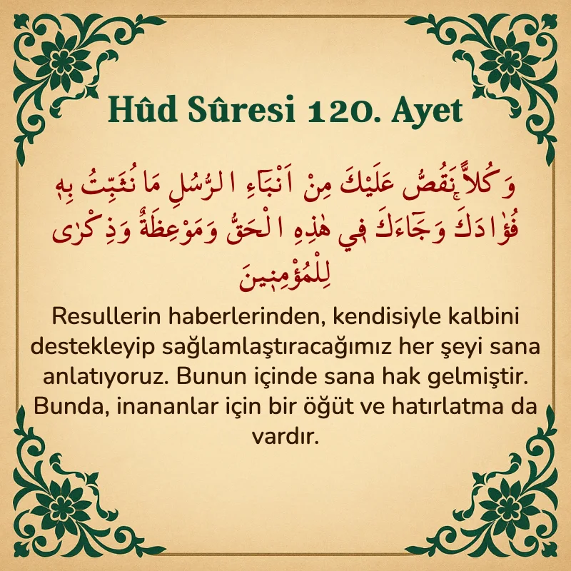 Hûd Sûresi 120. Ayet Arapça ve Türkçe meali