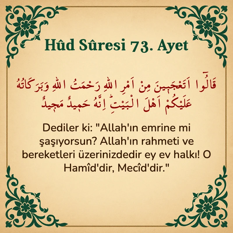 Hûd Sûresi 73. Ayet Arapça ve Türkçe meali