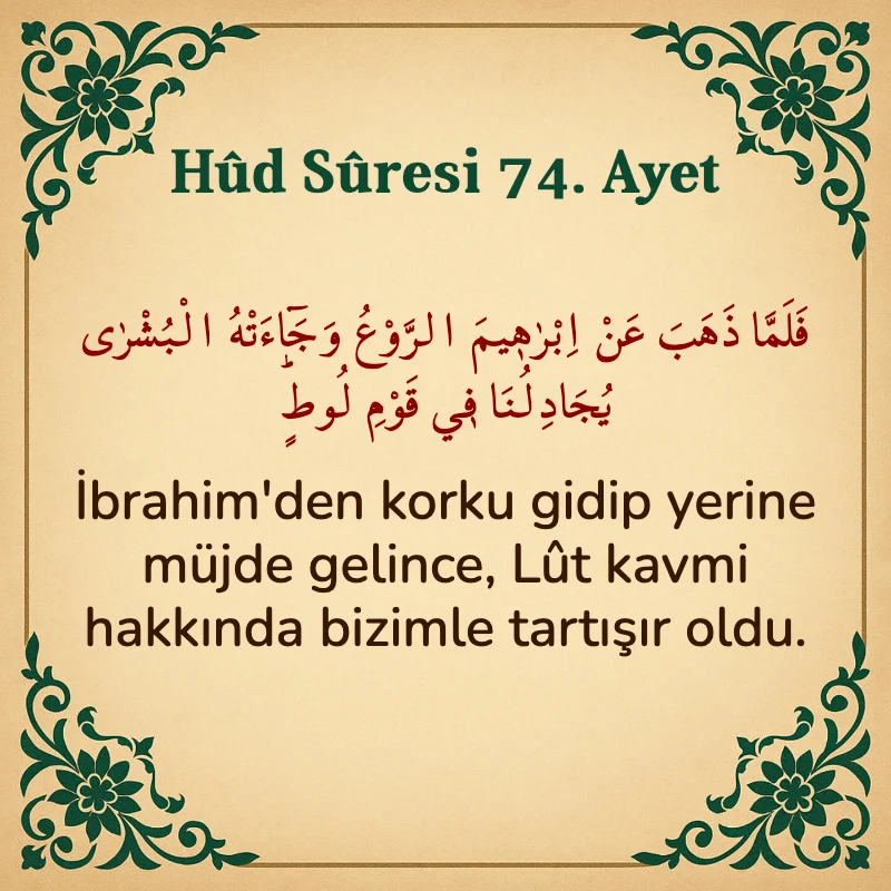 Hûd Sûresi 74. Ayet Arapça ve Türkçe meali