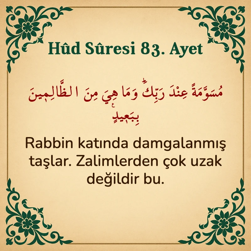 Hûd Sûresi 83. Ayet Arapça ve Türkçe meali