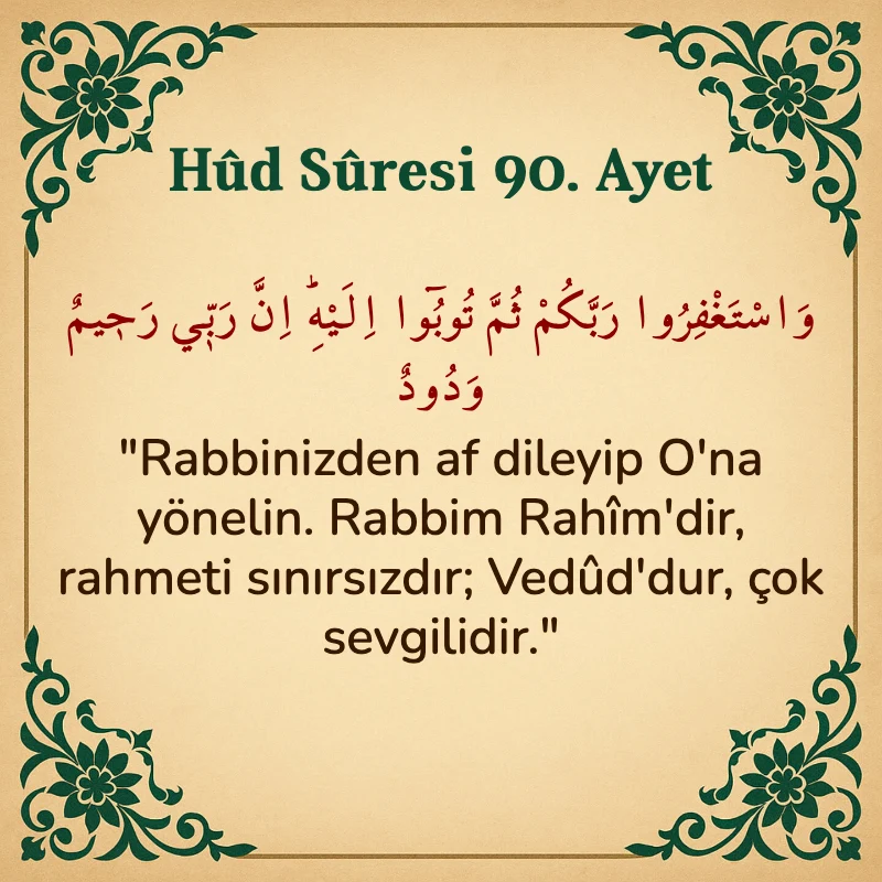 Hûd Sûresi 90. Ayet Arapça ve Türkçe meali
