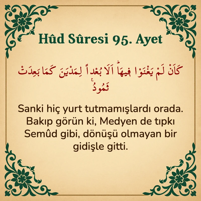 Hûd Sûresi 95. Ayet Arapça ve Türkçe meali