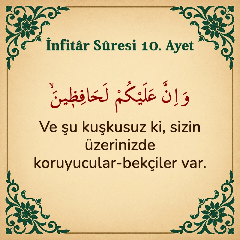 İnfitar Suresi 10. Ayet Arapça ve Türkçe meali