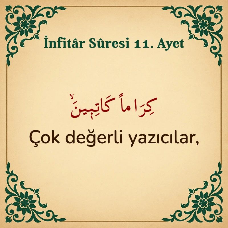İnfitar Suresi 11. Ayet Arapça ve Türkçe meali