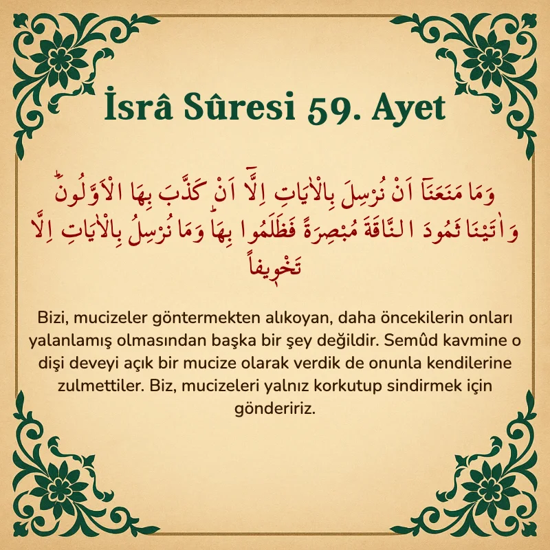 İsra Suresi 59. Ayet Arapça ve Türkçe meali