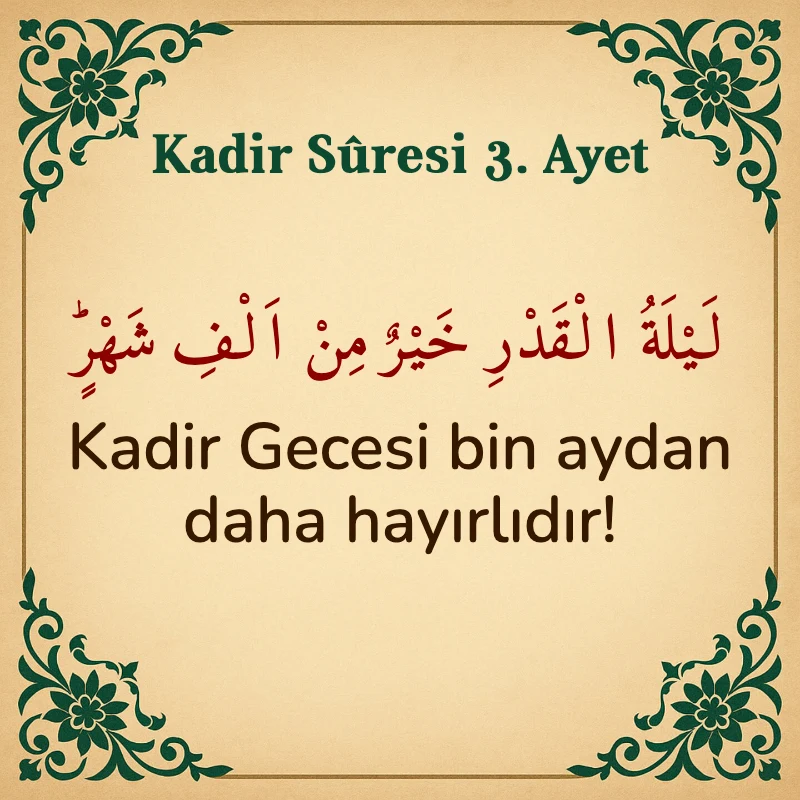 Kadir Suresi 3. Ayet Arapça ve Türkçe meali