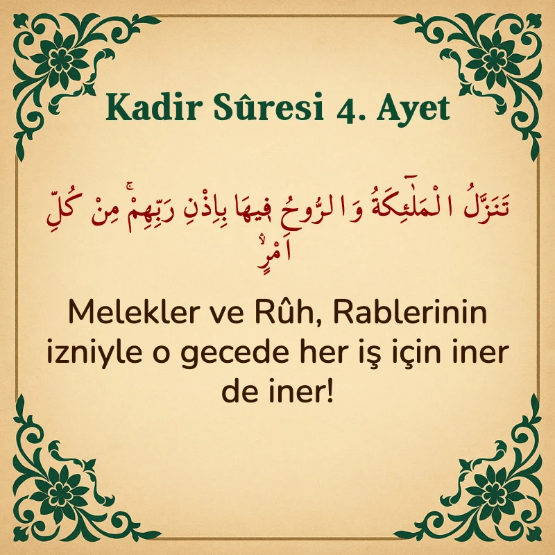 Kadir Suresi 4. Ayet Arapça ve Türkçe meali