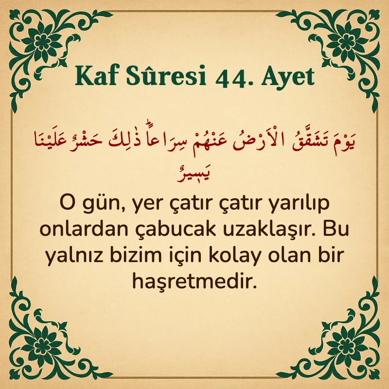 Kaf Suresi 44. Ayet Arapça ve Türkçe meali