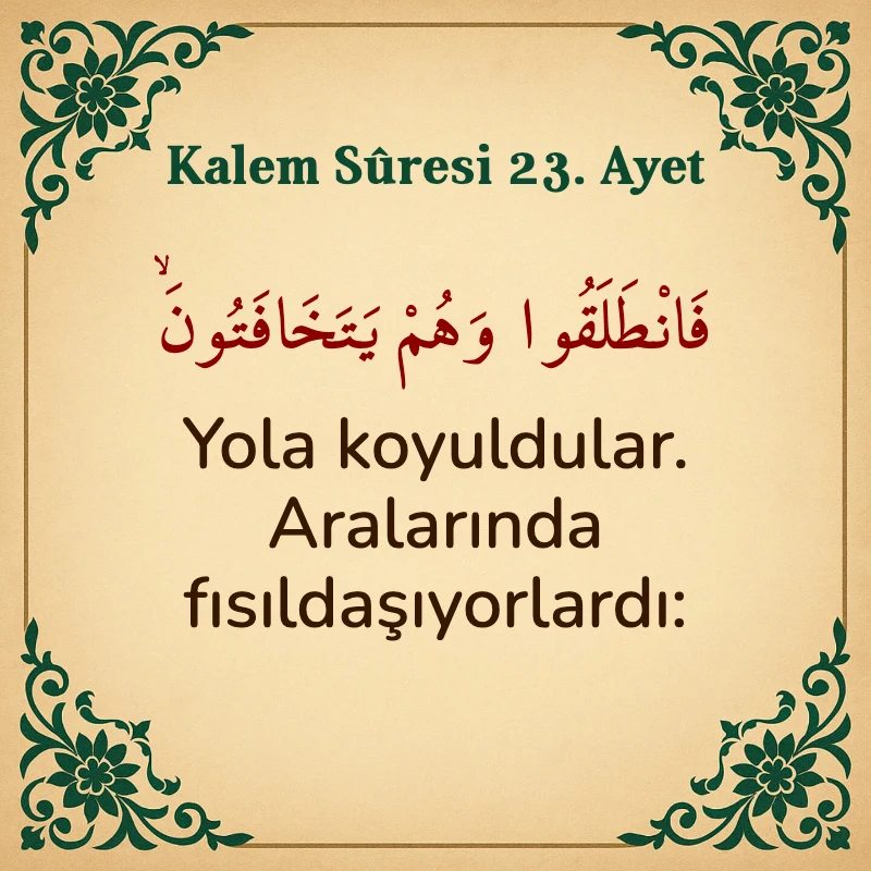 Kalem Suresi 23. Ayet Arapça ve Türkçe meali