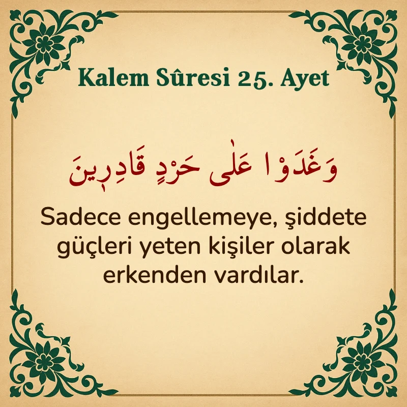 Kalem Suresi 25. Ayet Arapça ve Türkçe meali