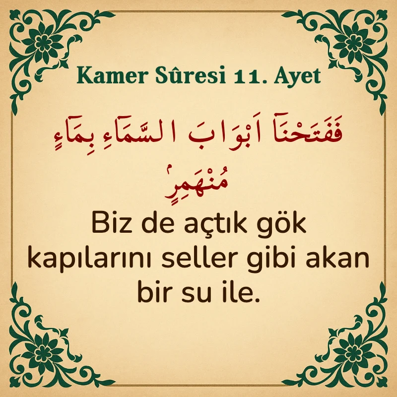 Kamer Suresi 11. Ayet Arapça ve Türkçe meali