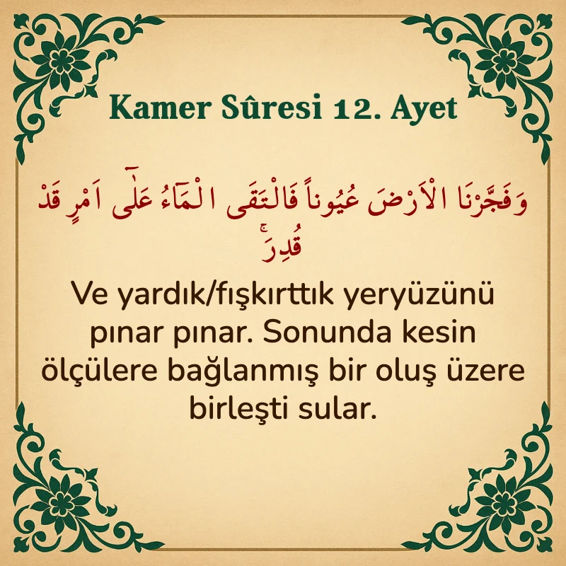 Kamer Suresi 12. Ayet Arapça ve Türkçe meali