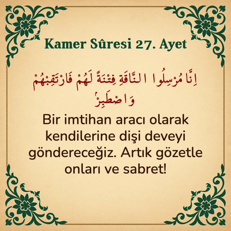 Kamer Suresi 27. Ayet Arapça ve Türkçe meali
