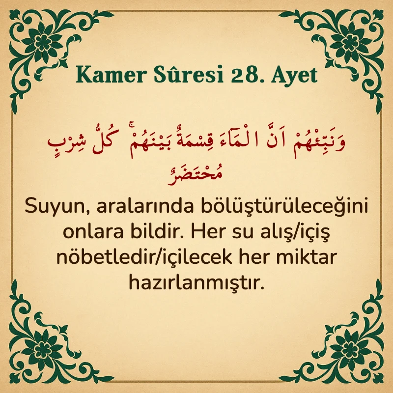 Kamer Suresi 28. Ayet Arapça ve Türkçe meali