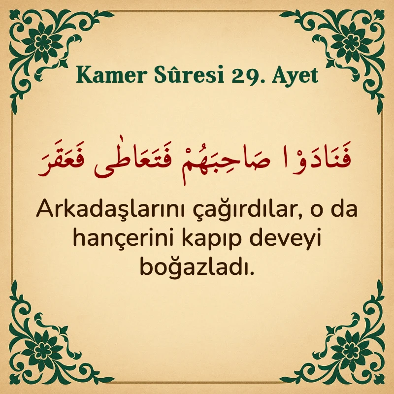 Kamer Suresi 29. Ayet Arapça ve Türkçe meali