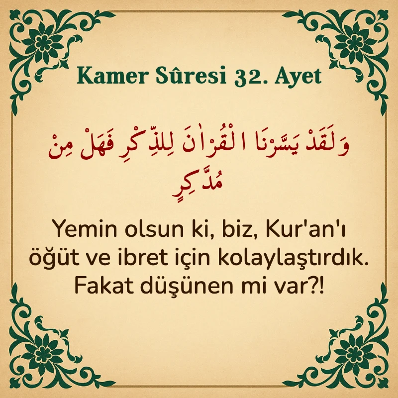 Kamer Suresi 32. Ayet Arapça ve Türkçe meali