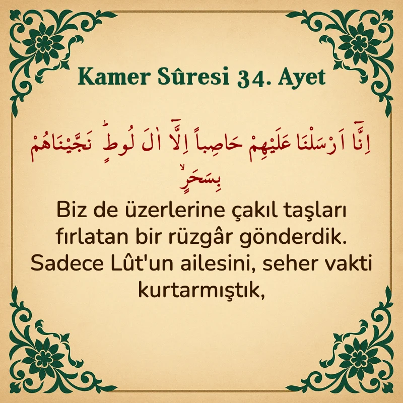 Kamer Suresi 34. Ayet Arapça ve Türkçe meali