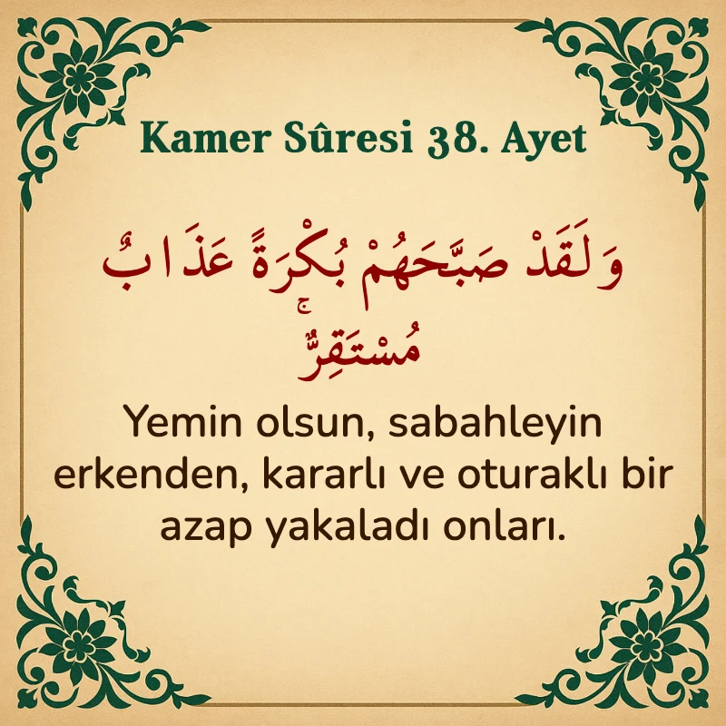 Kamer Suresi 38. Ayet Arapça ve Türkçe meali