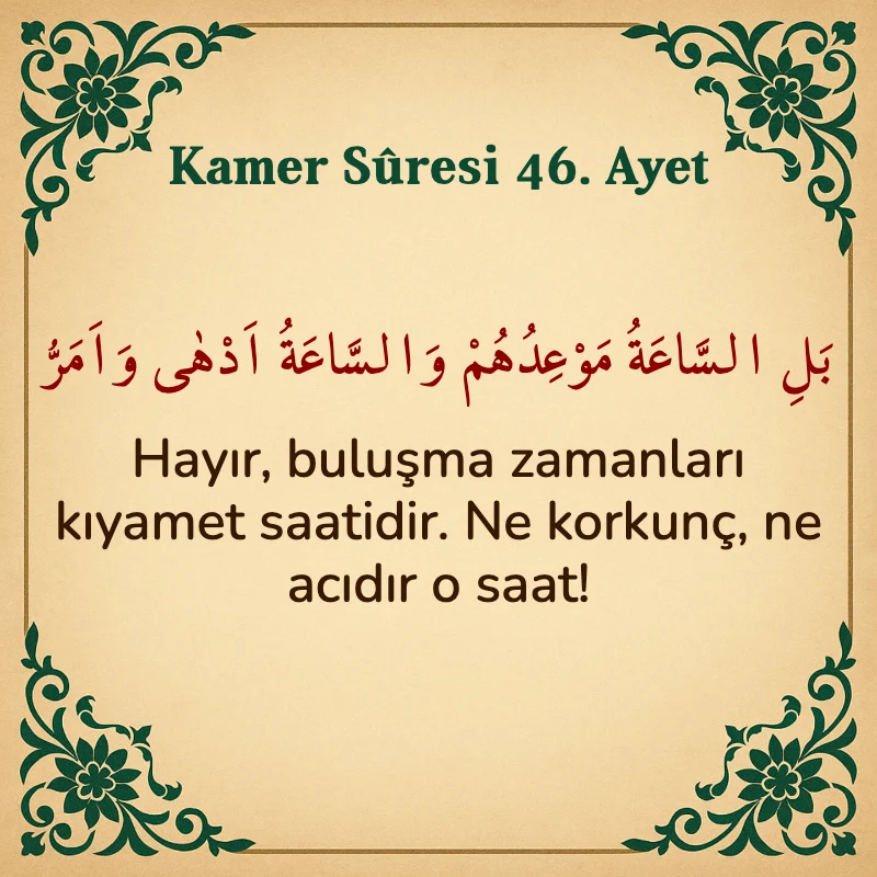 Kamer Suresi 46. Ayet Arapça ve Türkçe meali