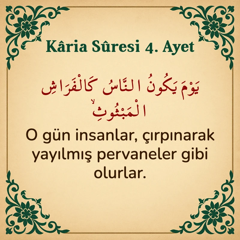 Karia Suresi 4. Ayet Arapça ve Türkçe meali