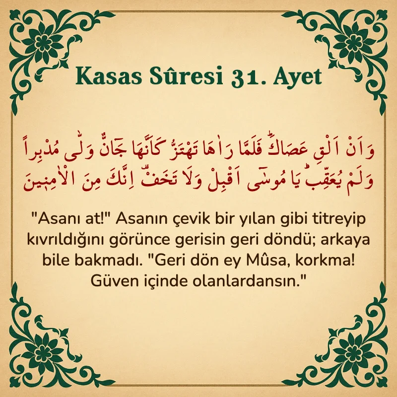 Kasas Suresi 31. Ayet Arapça ve Türkçe meali