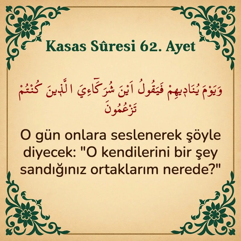 Kasas Suresi 62. Ayet Arapça ve Türkçe meali