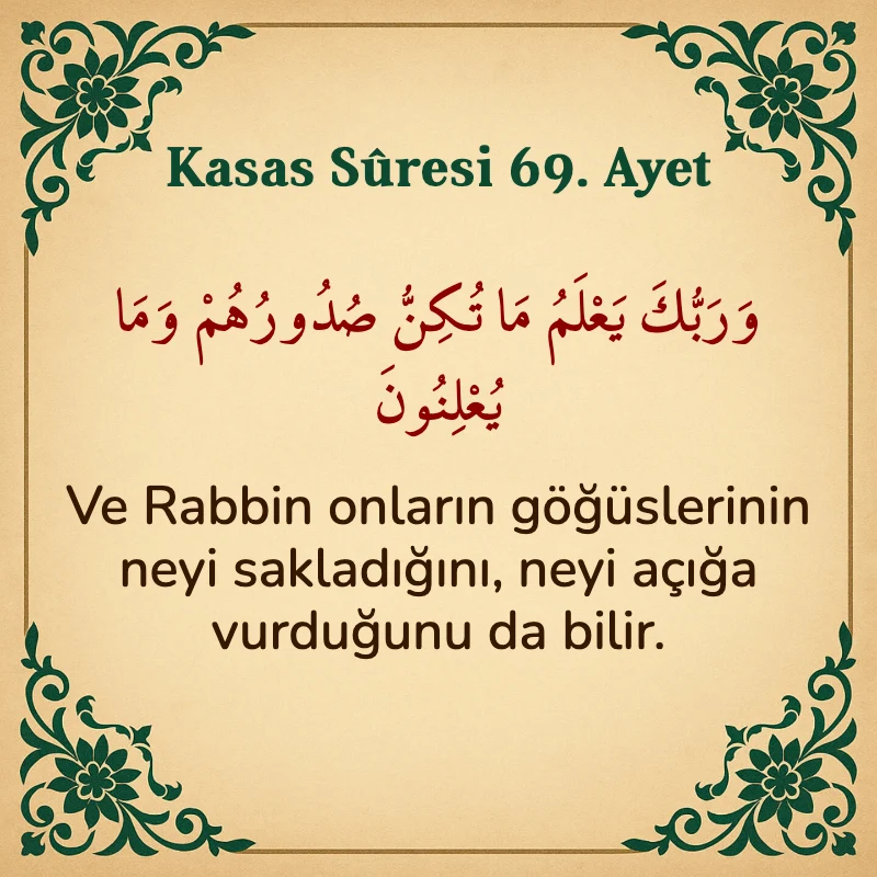 Kasas Suresi 69. Ayet Arapça ve Türkçe meali