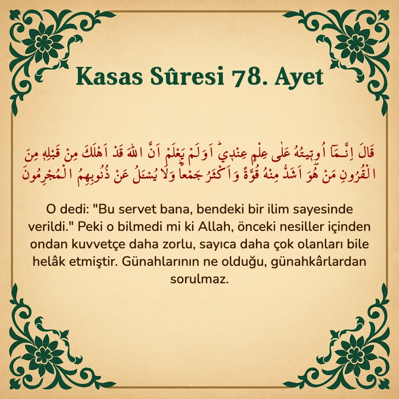 Kasas Suresi 78. Ayet Arapça ve Türkçe meali