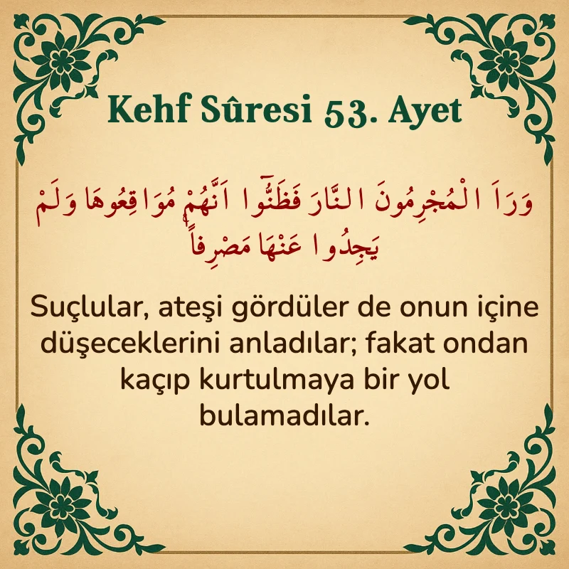 Kehf Suresi 53. Ayet Arapça ve Türkçe meali