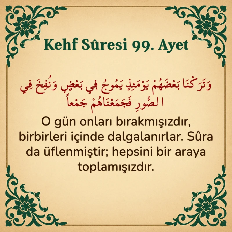 Kehf Suresi 99. Ayet Arapça ve Türkçe meali