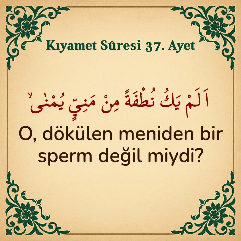 Kıyamet Suresi 37. Ayet Arapça ve Türkçe meali